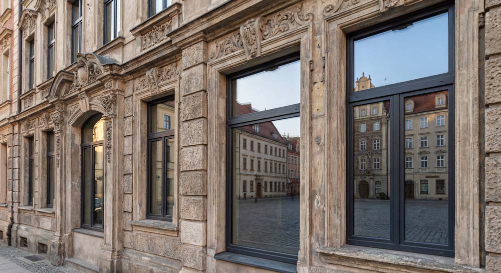 Nowe okna w starej zabytkowej kamienicy we Wrocławiu